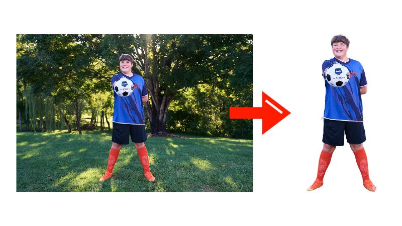 Image showing the player cutout before and after