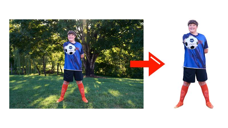 Image showing the player cutout before and after