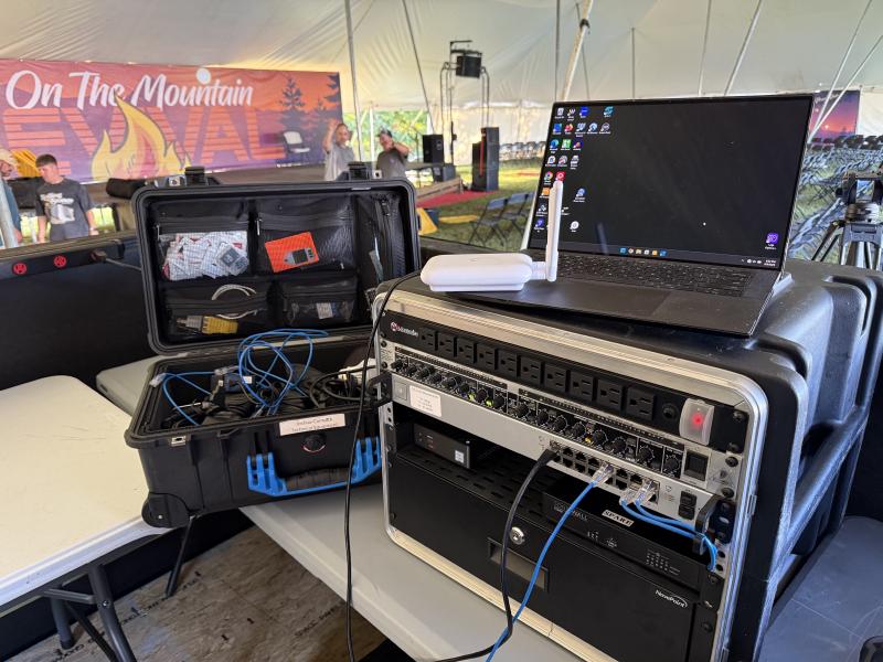 Video rack being set up