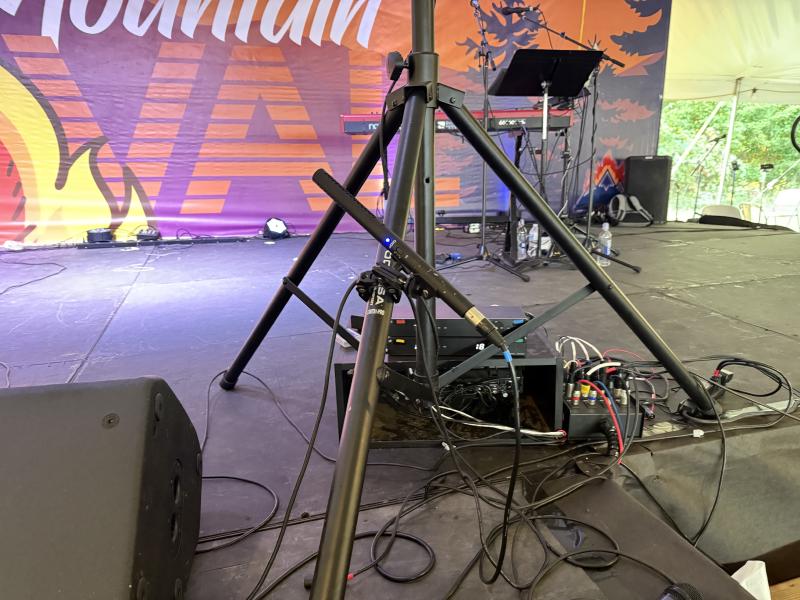 Shotgun microphone on stage